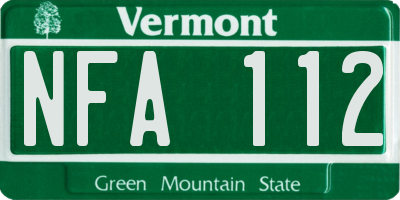 VT license plate NFA112