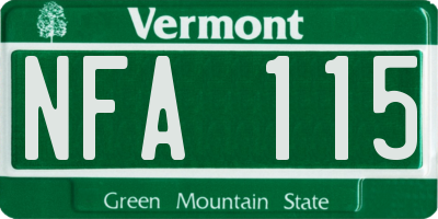 VT license plate NFA115