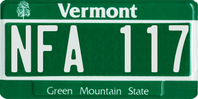 VT license plate NFA117