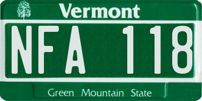 VT license plate NFA118