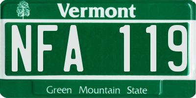 VT license plate NFA119