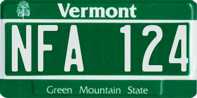 VT license plate NFA124