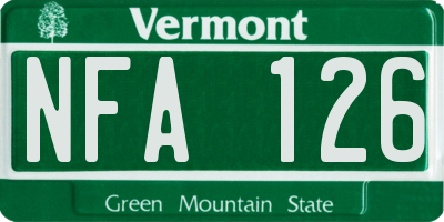 VT license plate NFA126