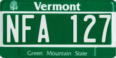 VT license plate NFA127