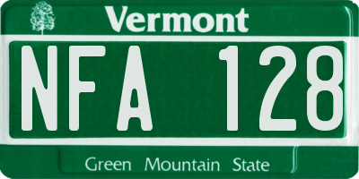 VT license plate NFA128
