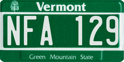 VT license plate NFA129