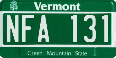 VT license plate NFA131