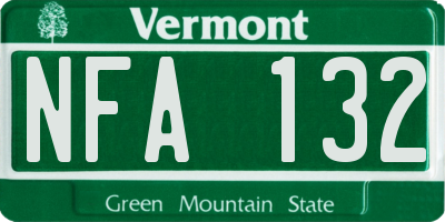 VT license plate NFA132