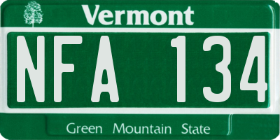 VT license plate NFA134