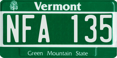 VT license plate NFA135