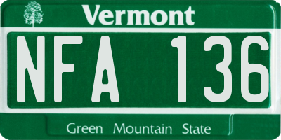 VT license plate NFA136