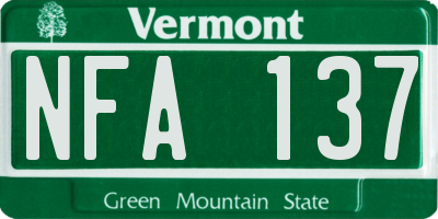 VT license plate NFA137