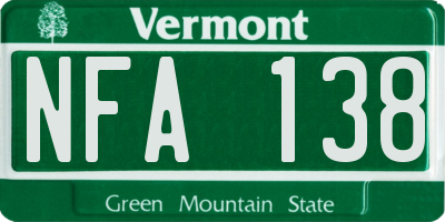 VT license plate NFA138