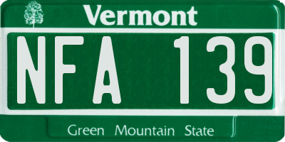 VT license plate NFA139