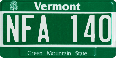 VT license plate NFA140