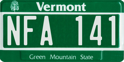 VT license plate NFA141