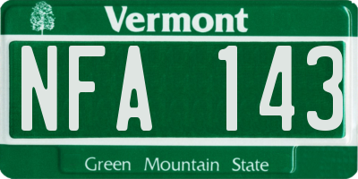 VT license plate NFA143
