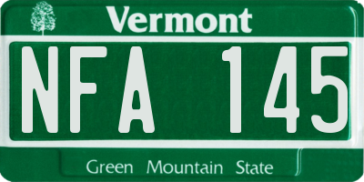 VT license plate NFA145