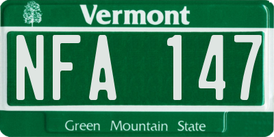 VT license plate NFA147