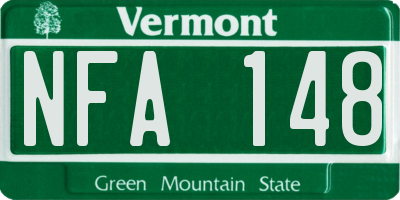 VT license plate NFA148