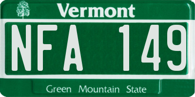 VT license plate NFA149