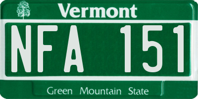 VT license plate NFA151