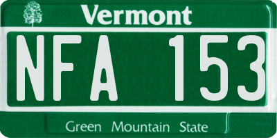 VT license plate NFA153