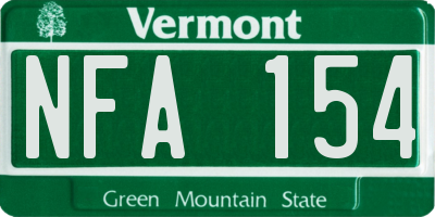 VT license plate NFA154