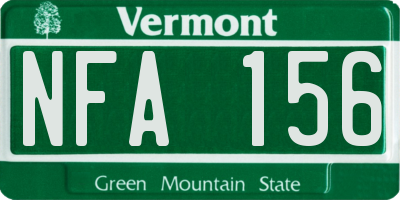 VT license plate NFA156