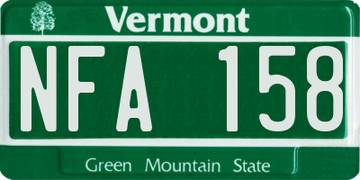 VT license plate NFA158