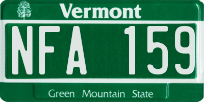 VT license plate NFA159