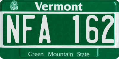 VT license plate NFA162