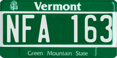 VT license plate NFA163