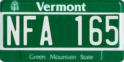 VT license plate NFA165