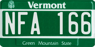 VT license plate NFA166