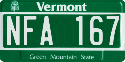 VT license plate NFA167