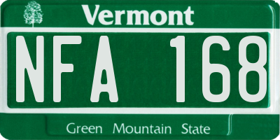 VT license plate NFA168