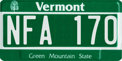 VT license plate NFA170
