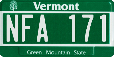 VT license plate NFA171