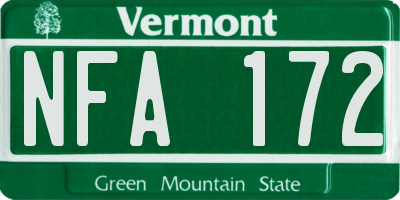 VT license plate NFA172