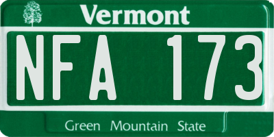 VT license plate NFA173