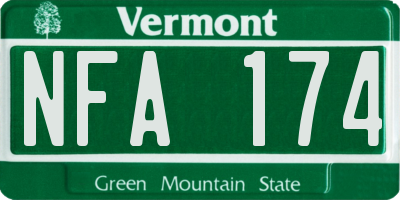 VT license plate NFA174