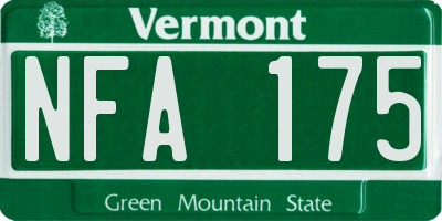VT license plate NFA175