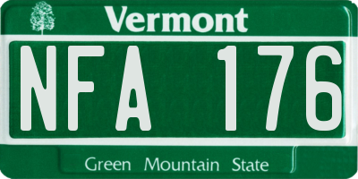 VT license plate NFA176