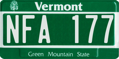 VT license plate NFA177