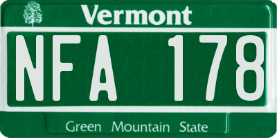 VT license plate NFA178
