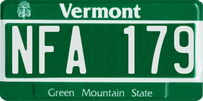 VT license plate NFA179