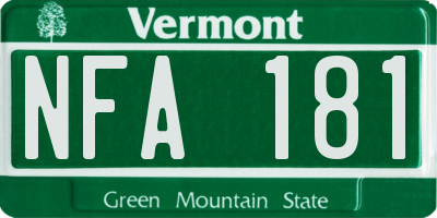 VT license plate NFA181
