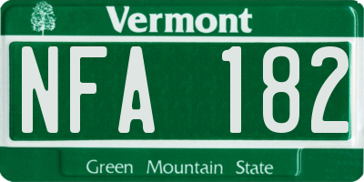 VT license plate NFA182