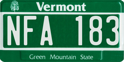 VT license plate NFA183
